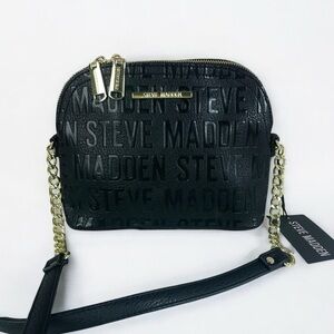 Steve Madden | BMaggie Logo Embossed Textured Crossbody Bag Gold Faux Leather‎
